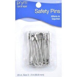 Large 20 PC Safety Pins, Zinc Count
